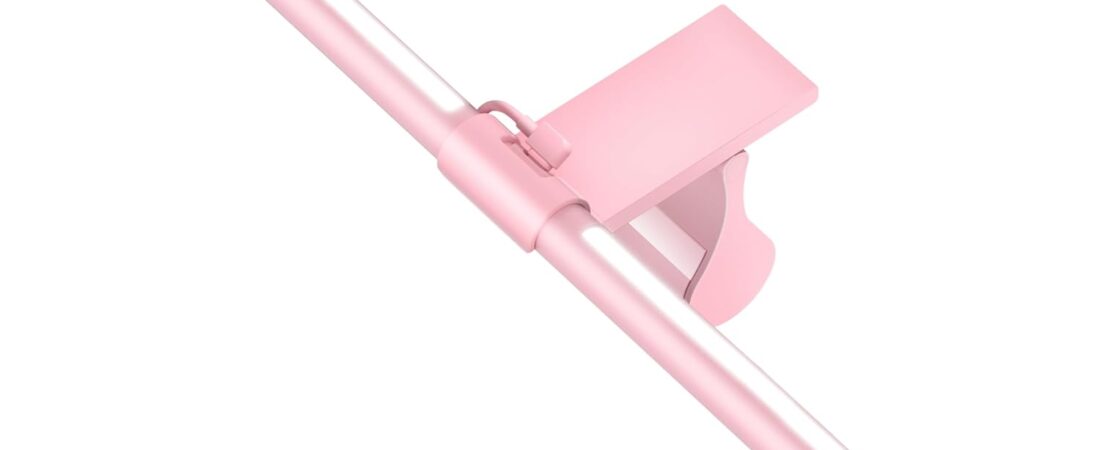 Quntis Pink Monitor Light Bar with Remote, Eye-Care No Glare, Space Saving Computer Desk Lamp As Gifts for Girls, Stepless Dimming, Modern Aesthetic Desk Light Bar for Home Office Gaming Reading
