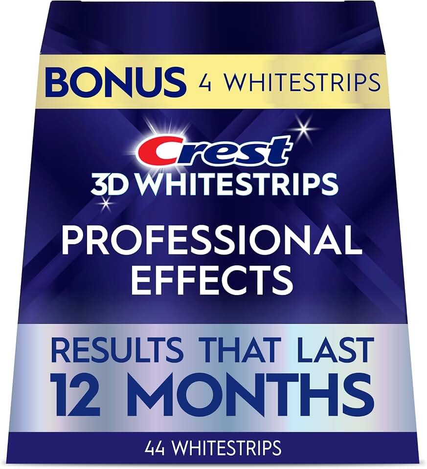 Crest Teeth Whitening Strips, Crest 3D Whitestrips Professional Effects, Enamel Safe Teeth Whitening Kit, 22 Treatments (44 Strips), Professional-Level Whitening, 19 Levels Whiter